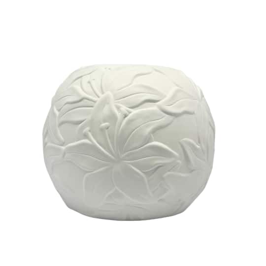 6.25" Embossed Lilies DIY Round Ceramic Vase by Make Market®